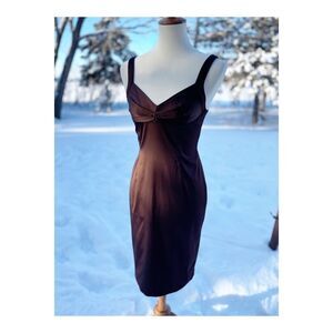 Democracy Brown Satin Wiggle Dress Sweetheart Bodycon Mini Dress Sz 2